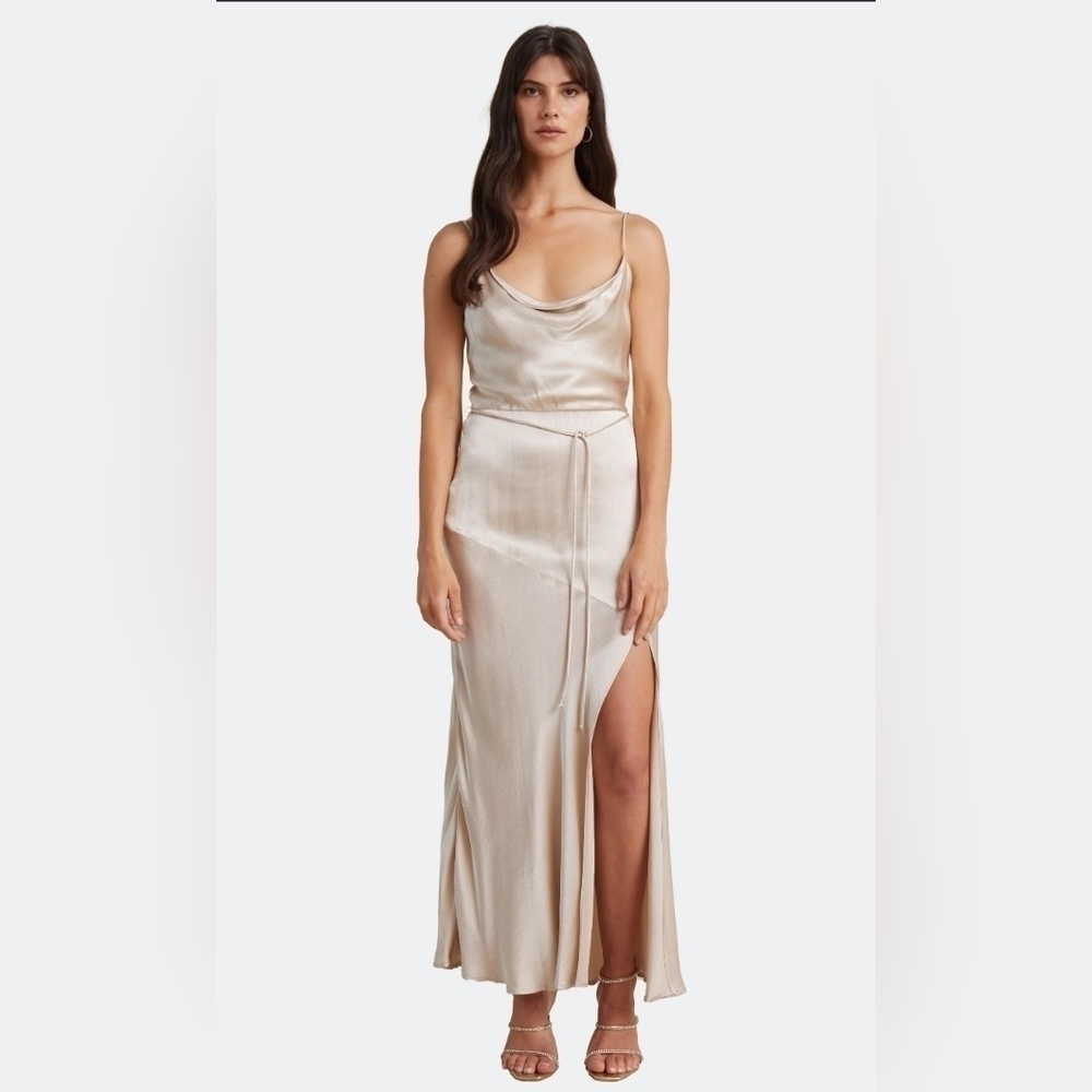 Bec+bridge Moon Dance Split Midi Dress Sand US 2